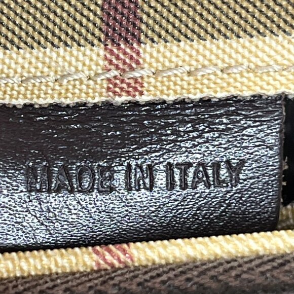 BURBERRY Checker Medium Tote Bag Beige/Brown Inside zipper pocket Purse PVC - Picture 4 of 16